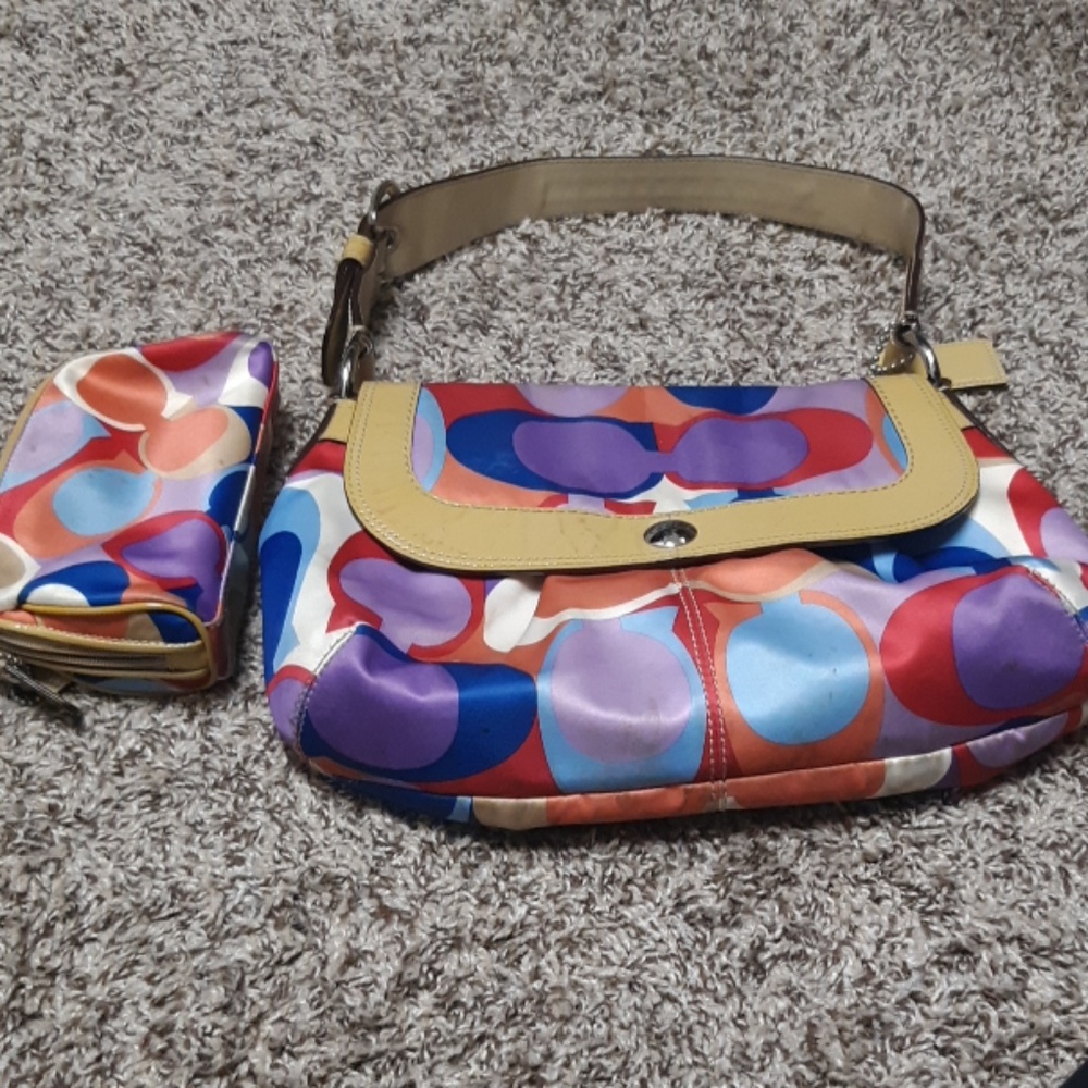 Coach Satin bag and makeup bag